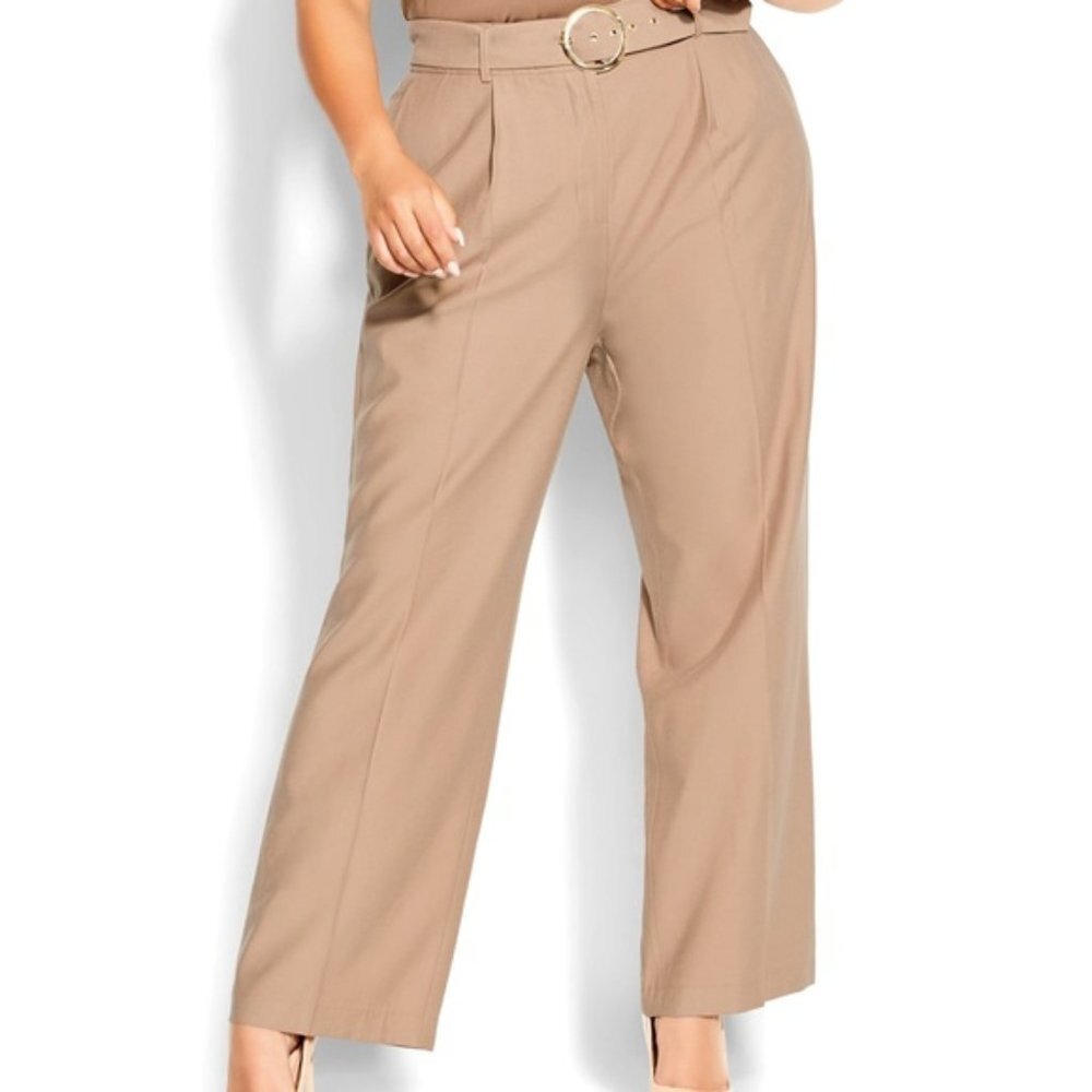 City Chic NWT Wide Leg Caramel Paperbag Pants